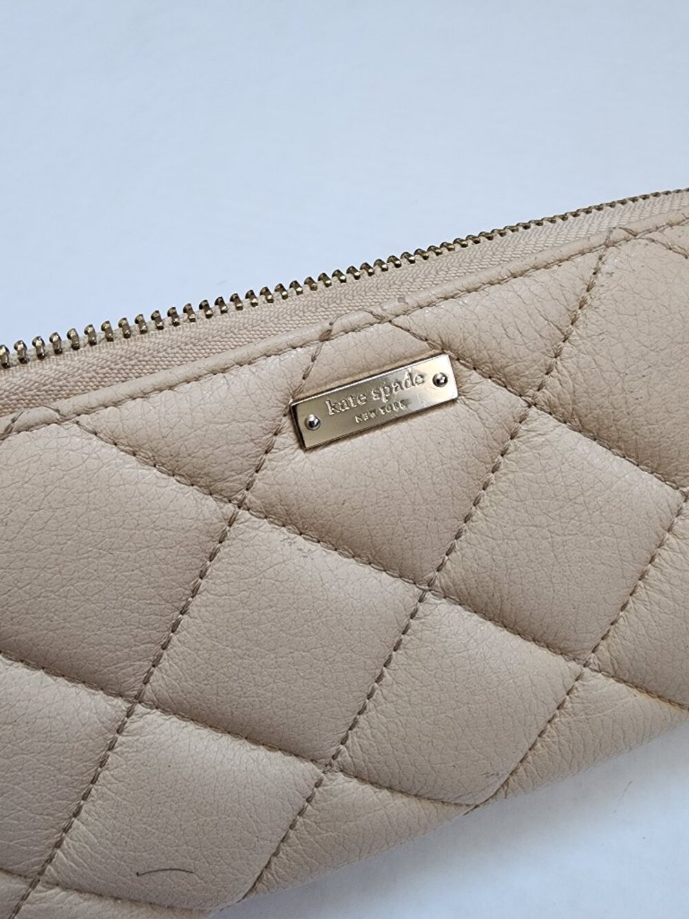 Kate Spade New York Quilted Leather Zip-Around Wallet - Beige - Picture 8 of 12